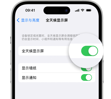 阳江苹果15预约维修分享iPhone15如何设置全天候显示屏幕可见 